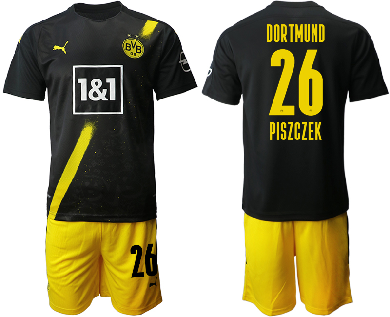 Men 2020-2021 club Borussia Dortmund away #26 black Soccer Jerseys->customized soccer jersey->Custom Jersey